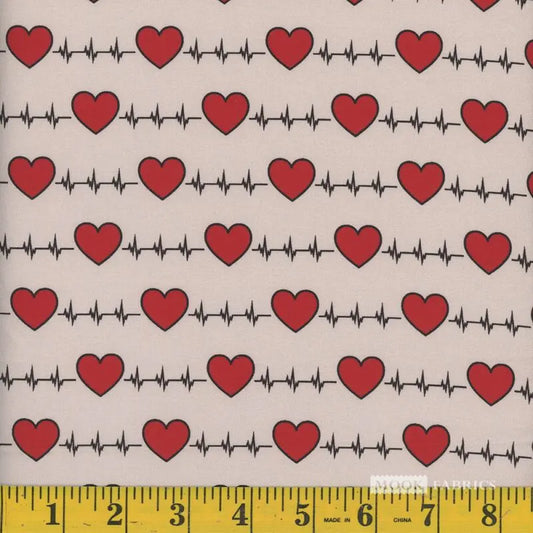 8075 Mook Fabrics Cardio Heart Beige 110875