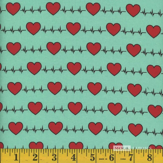 8071 Mook Fabrics Cardio Hearts Teal 110876