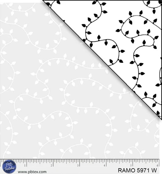 1112 P&B Textiles Ramblings for Every Occasion Christmas Lights White on White RAMO-05971-W