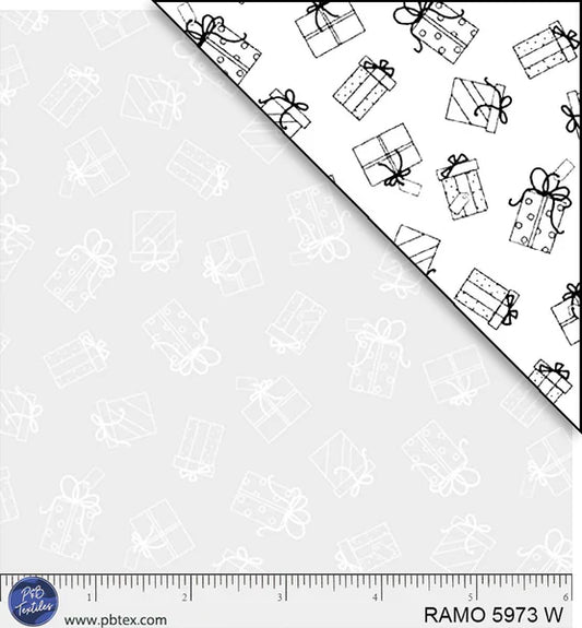 1114 P&B Textiles Ramblings for Every Occasion Gift Box Toss White on White RAMO-05973-W