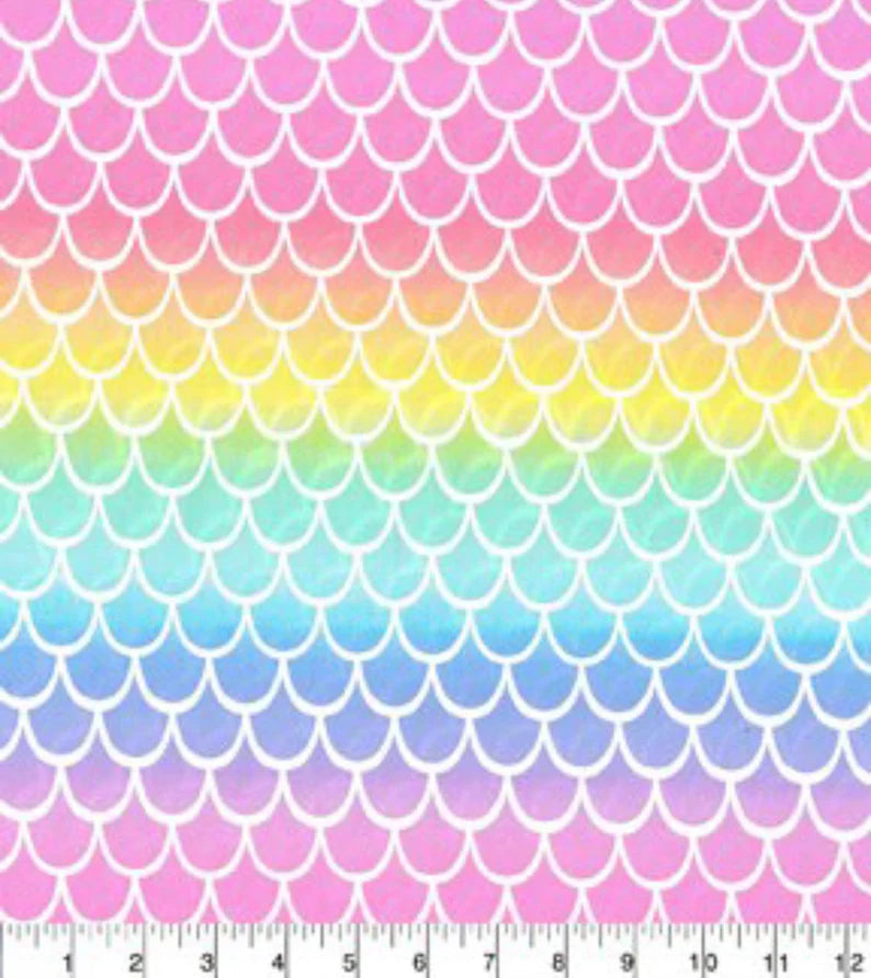 Fabric Traditions Pastel Rainbow Mermaid Scales