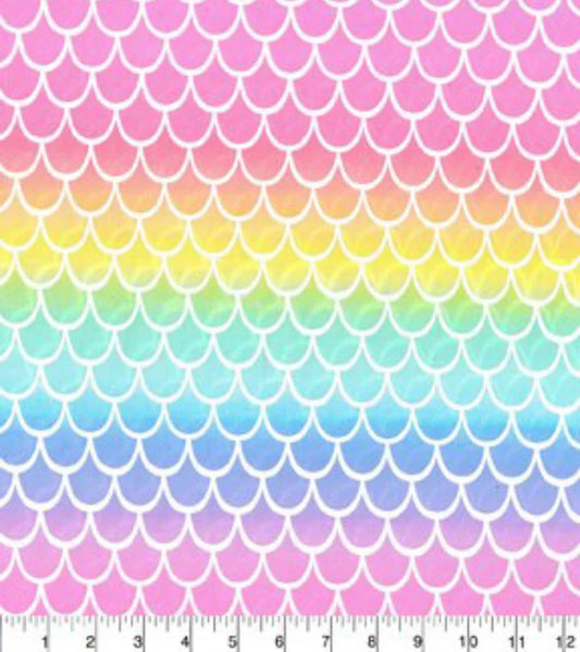 Fabric Traditions Pastel Rainbow Mermaid Scales