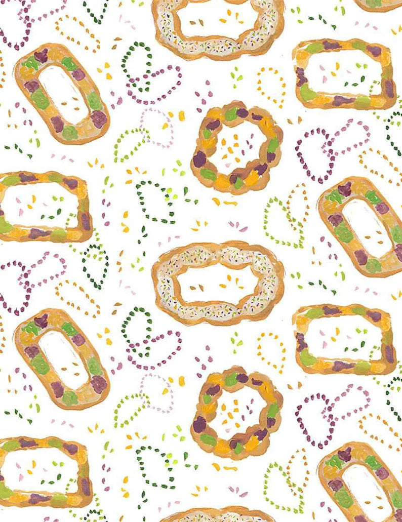 8602 Dear Stella Designs Mardi Gras King Cake White STELLA-DCWR1730