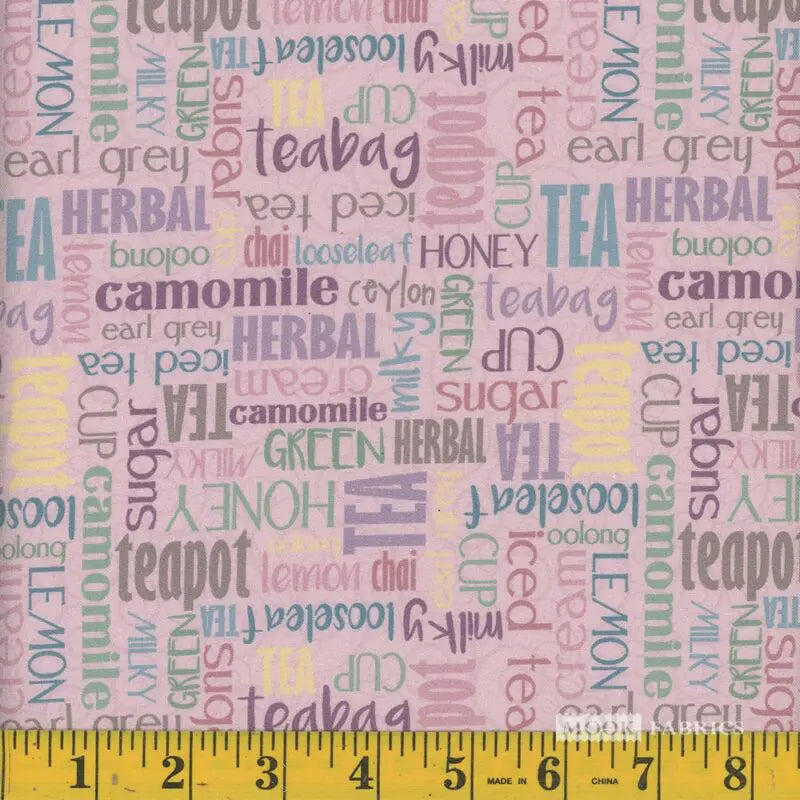 8076 Mook Fabrics Tea Words Rose 116725
