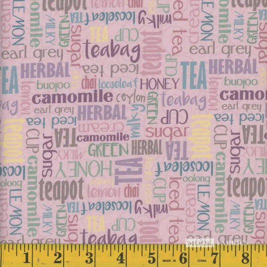 8076 Mook Fabrics Tea Words Rose 116725