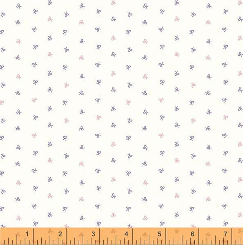 Windham Little Whispers Bows Pink Purple Ivory 53176-2