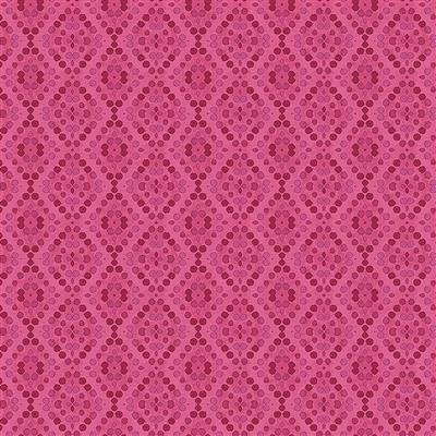 Clothworks Painted Patchwork Geo Tonal Fuchsia