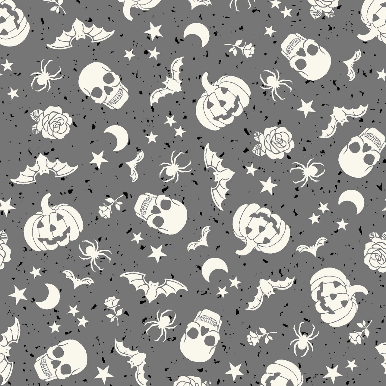 1184 Maywood Studio Goth Gardens Floating Pumpkins and Skulls-Gray MAS10852-K