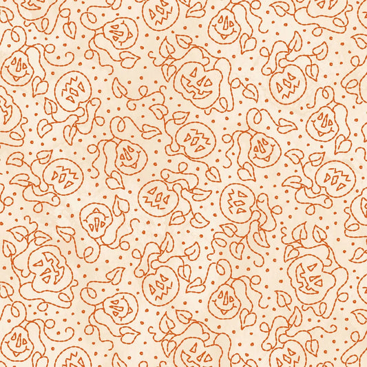 1185 Maywood Studio Spooky Stitches Pumpkins Cream MAS10871-E