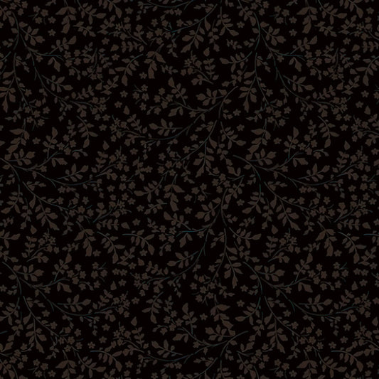 Benartex Domino Effect Flower Foliage Black on Black 12422-99