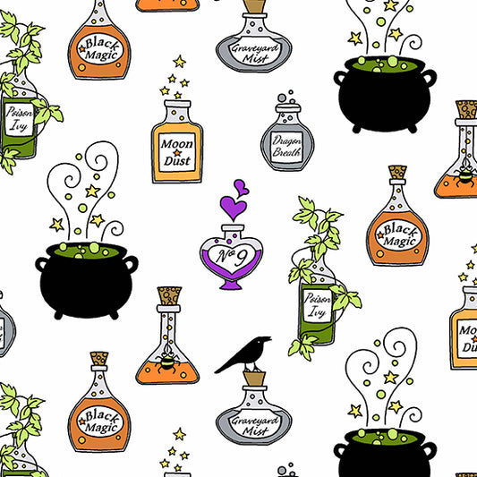 Andover Hocus Pocus by Kim Schaefer Cauldrons and Potions on White A-210-L