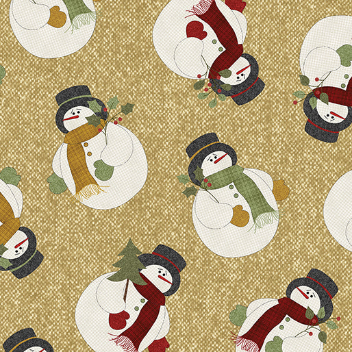 1241 Benartex Designer Fabrics Snowballs Snowballs Snowman Camel 1624171B