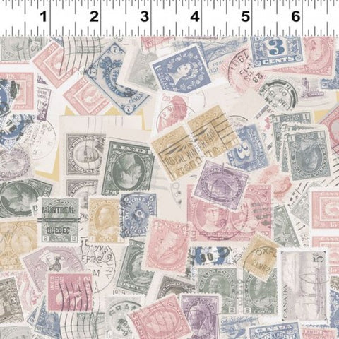 Clothworks Low Key Postage Stamps Y3481-54 Multi Pastel