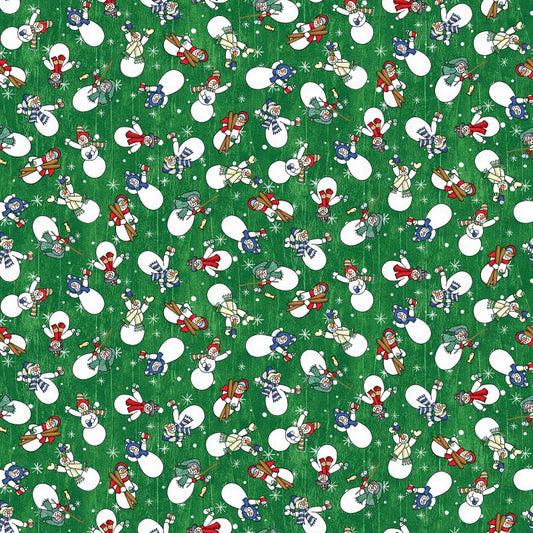 Benartex Jolly Lane Snowmen Green 13581-40