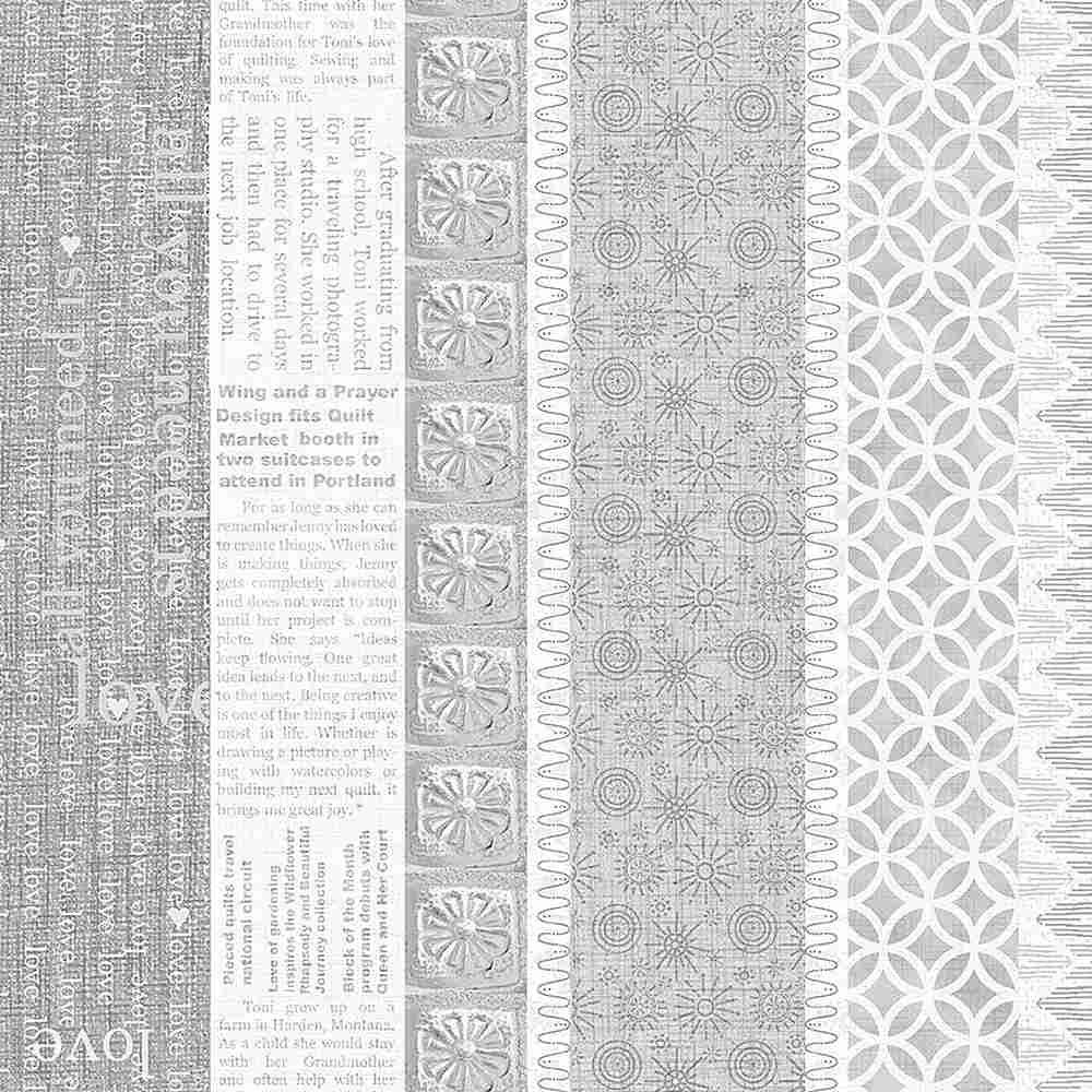 Timeless Treasures Opposites Attract Newspaper Pattern Love Stripe JT-CD1682 Grey