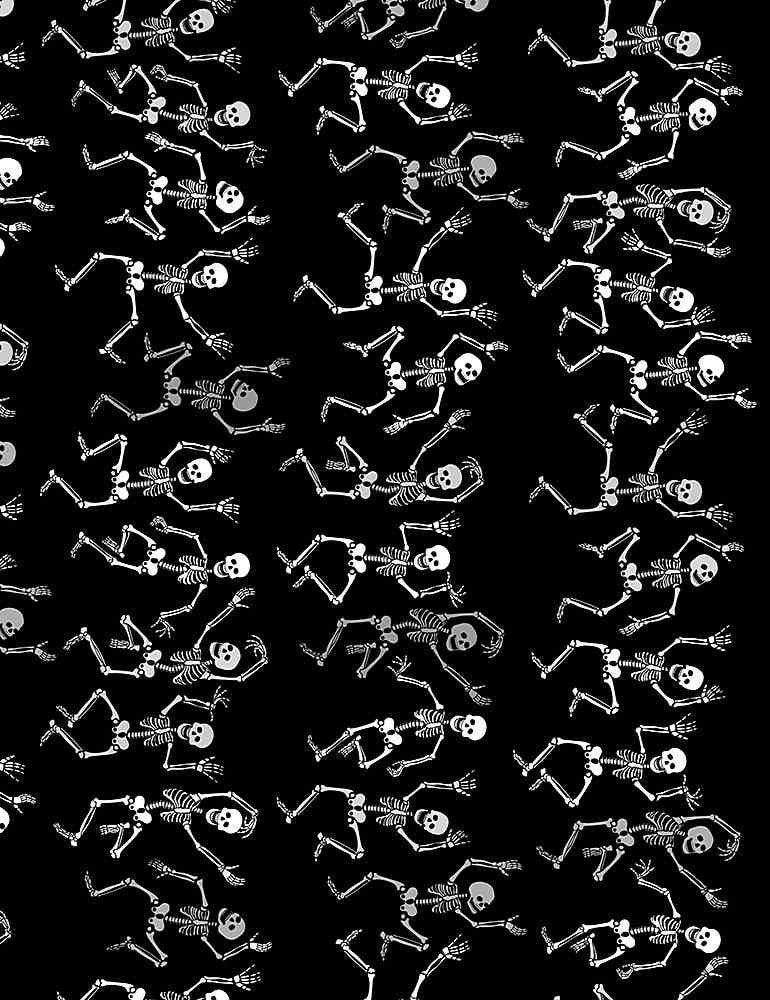 Timeless Treasures Dancing Skeleton Stripe Black  FUN-C1210