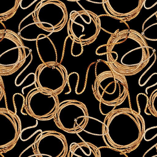 1289 Benartex Designer Fabrics Gone Country Lasso Allover Black 1479812B