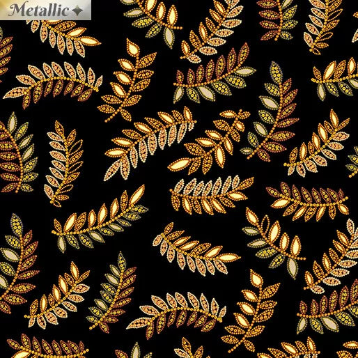 Benartex Radiance Radiant Ferns Black 9745M-12
