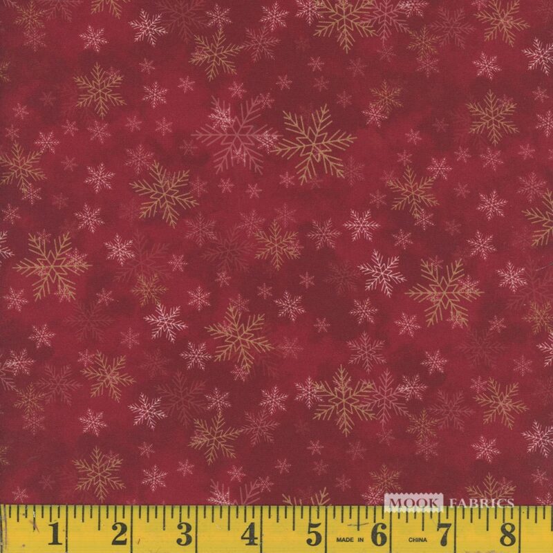 1295 Mook Fabrics Christmas Deck The Halls Snowy Delight Red 138434