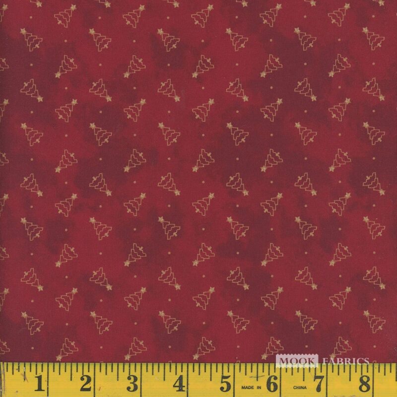 1297 Mook Fabrics Christmas Deck The Halls Trees of Gold Red 138436