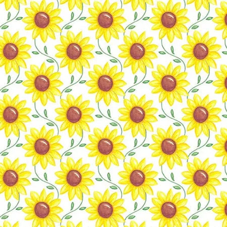 Benartex Rise 'n Shine Scrolling Sunflowers White 09906-09