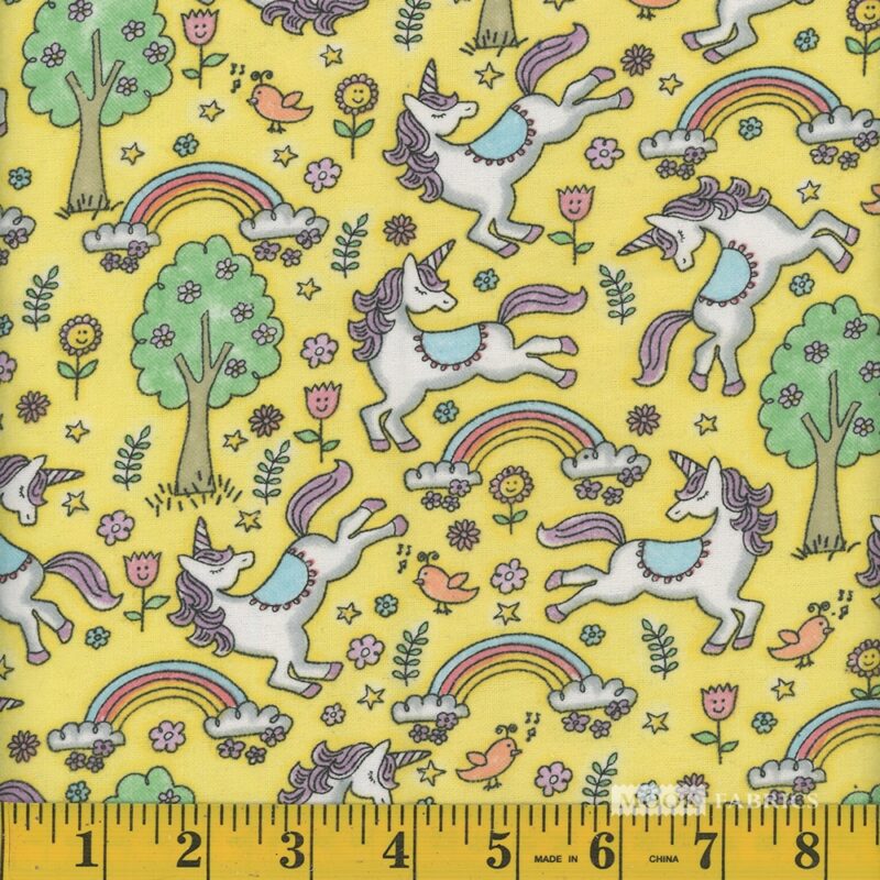 1305 Mook Fabrics Flannel Unicorn Yellow 104764