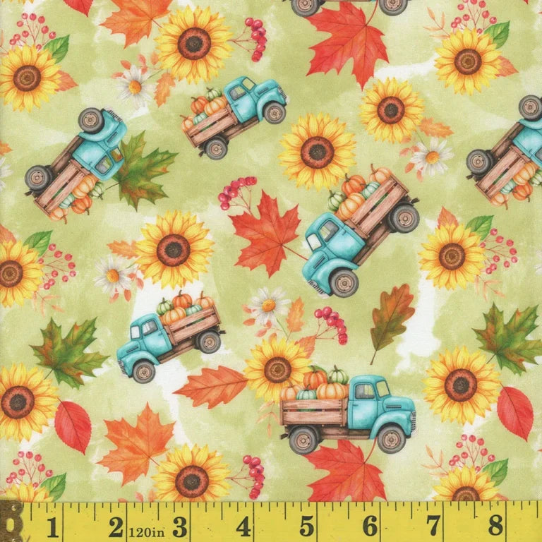 1306 Mook Fabrics Autumn Harvest Backroad Harvest Green 144151