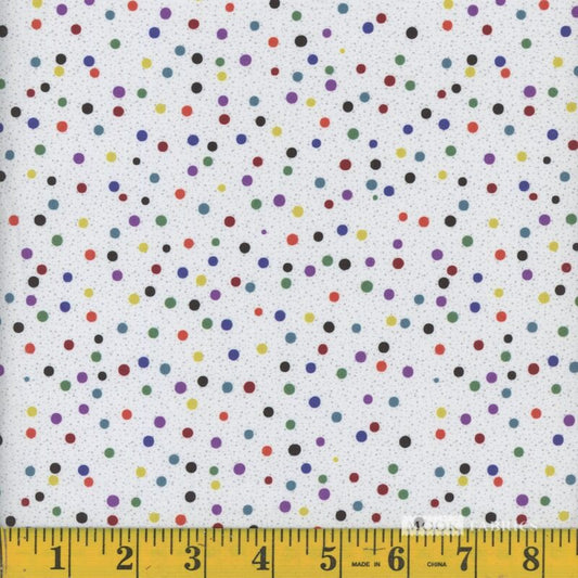 1318 Mook Fabrics Multi Dot White 133444