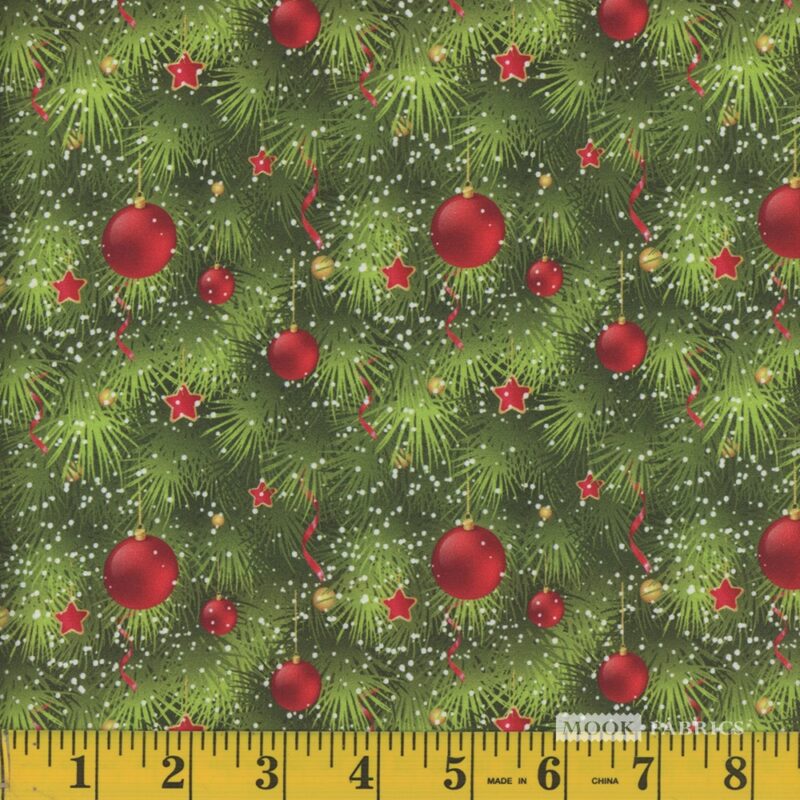 1319 Mook Fabrics Christmas Festive Branches Red 122177