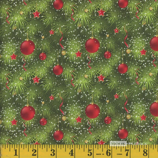 1319 Mook Fabrics Christmas Festive Branches Red 122177