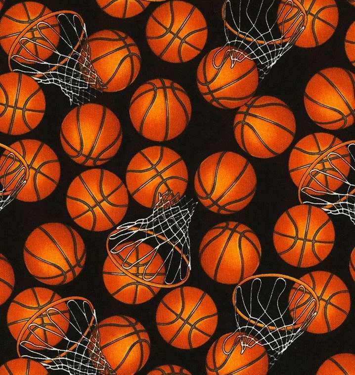 Timeless Treasures Sports Basketballs and Hoops Orange and Black GM-C5814