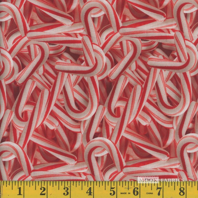 1320 Mook Fabrics Christmas Candy Canes Red 133464