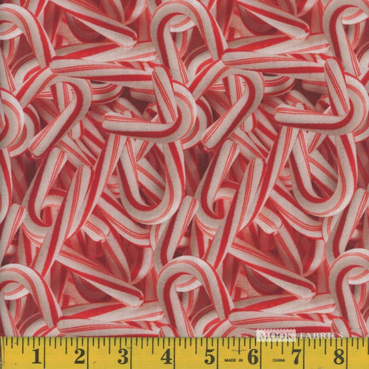 1320 Mook Fabrics Christmas Candy Canes Red 133464