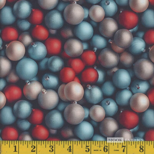 1321 Mook Fabrics Christmas Baubles Aqua 133463