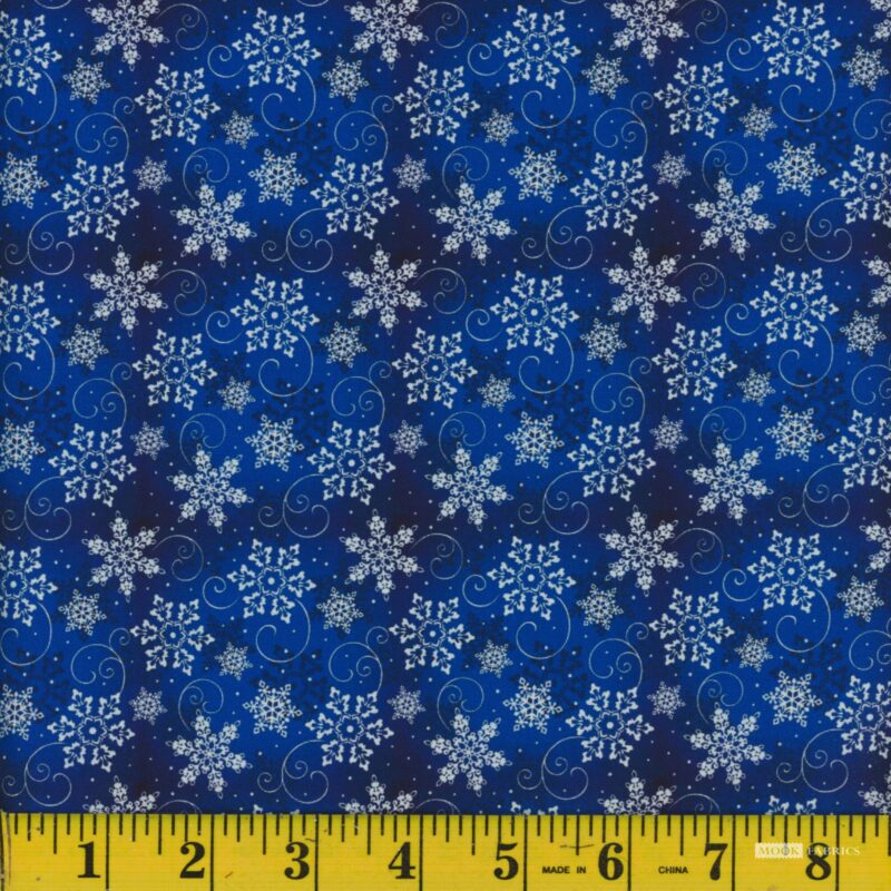 1325 Mook Fabrics Christmas Snowflakes Navy 133455