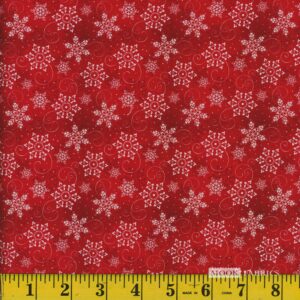 1326 Mook Fabrics Christmas Snowflakes Red 133456