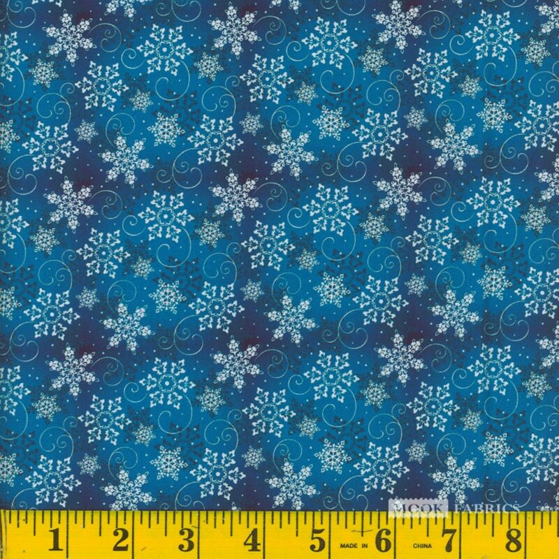 1327 Mook Fabrics Christmas Snowflakes Teal 133452