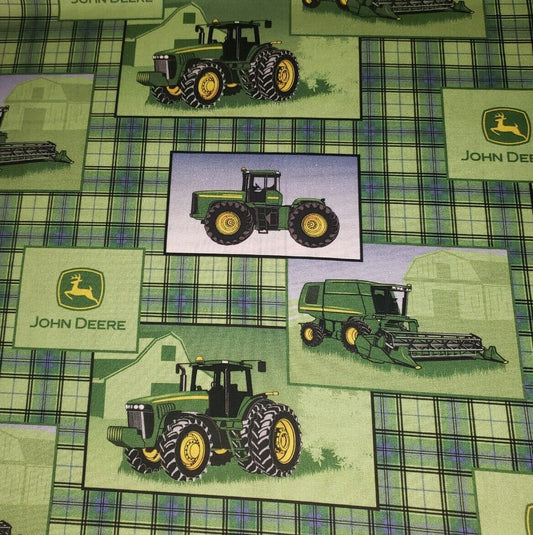 Springs Creative John Deere Tractor Plaid Patch Allover CP56031