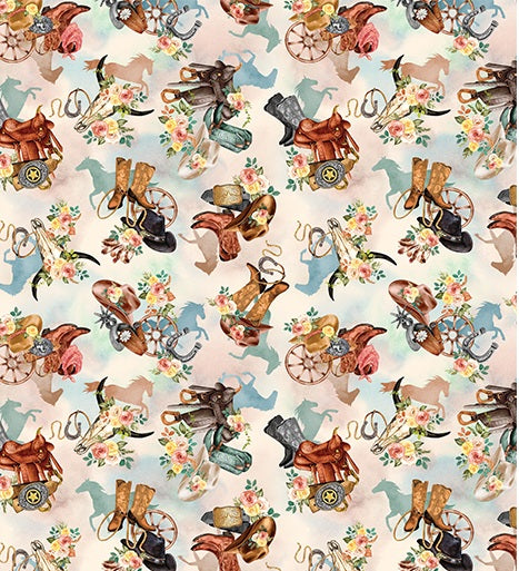 1333 Benartex Designer Fabrics Gone Country Western Motifs Multi 1480799B