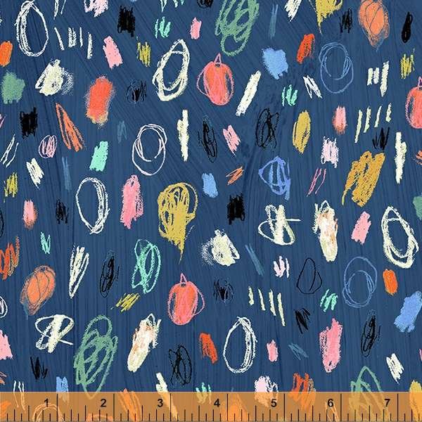 Windham Colorwash Happy Artist Scribble Indigo Blue 53123-3