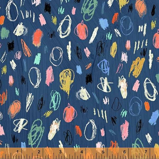 Windham Colorwash Happy Artist Scribble Indigo Blue 53123-3