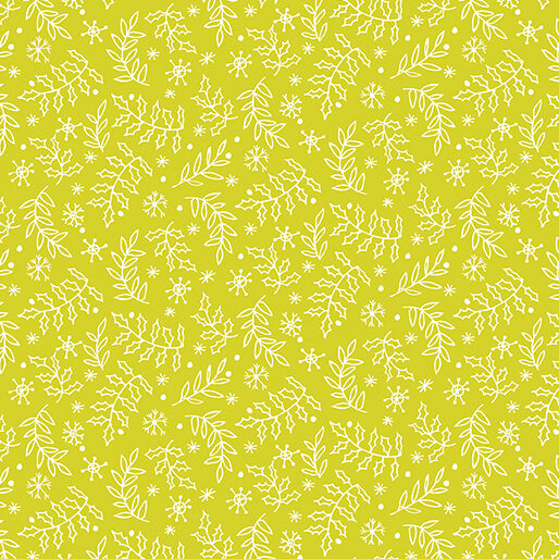 1341 Benartex Designer Fabrics Meowy Christmas Holly Jingle Lime 1623544B