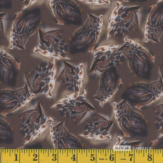 1342 Mook Fabrics Wildlife Owl Allover Multi 133149