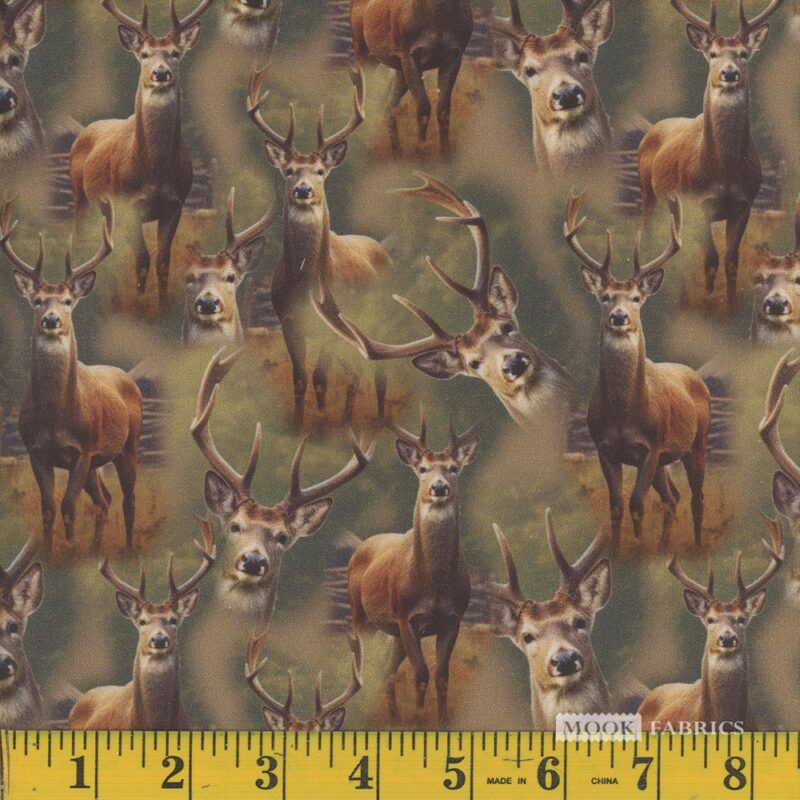 1343 Mook Fabrics Wildlife White Tail Deer Allover Multi 133146