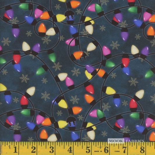 1349 Mook Fabrics Christmas Deck The Halls Lights Dresden 138451