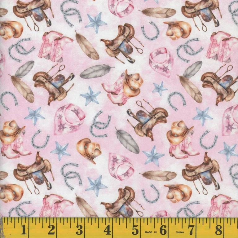 1356 Mook Fabrics Country Girl Tack Room Pink 143612