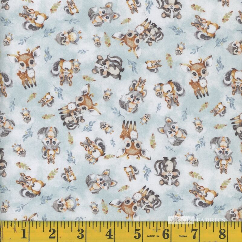 1366 Mook Fabrics Fawn & Friends Allover Blue 138921