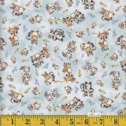 1366 Mook Fabrics Fawn & Friends Allover Blue 138921