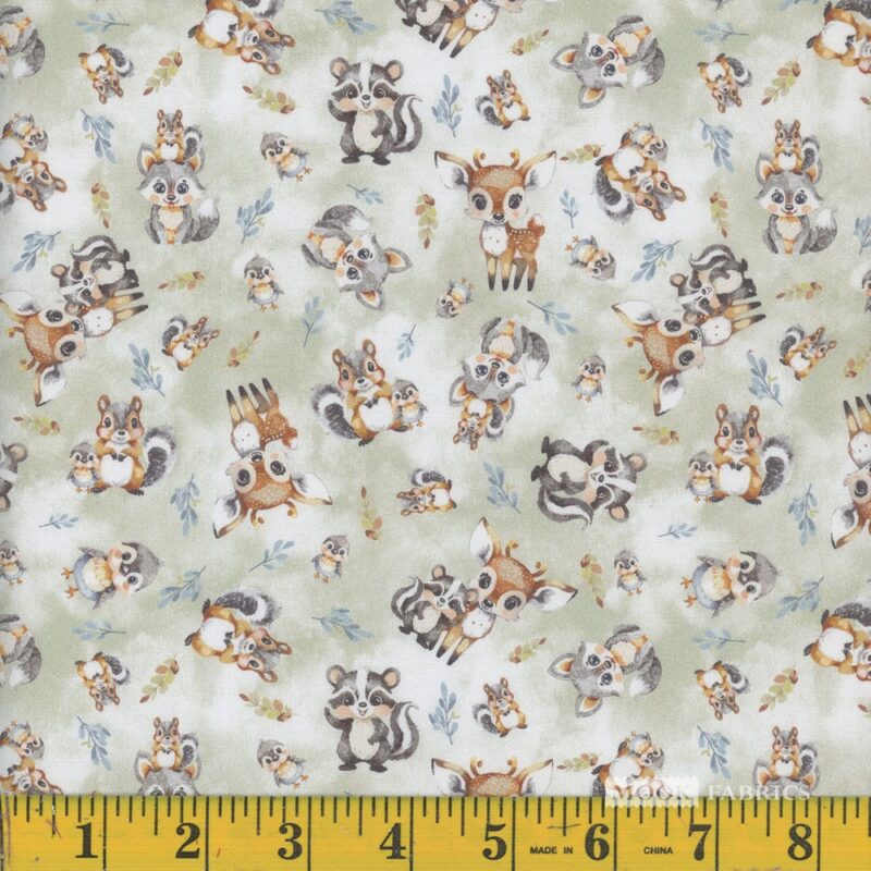 1367 Mook Fabrics Fawn & Friends Allover Green 138920