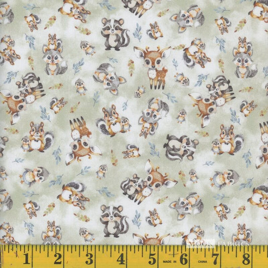 1367 Mook Fabrics Fawn & Friends Allover Green 138920
